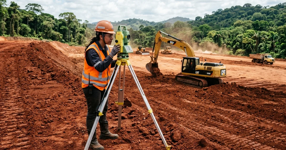 Perfil de greide em seÃ§Ã£o transversal de terraplanagem mostrando corte e aterro