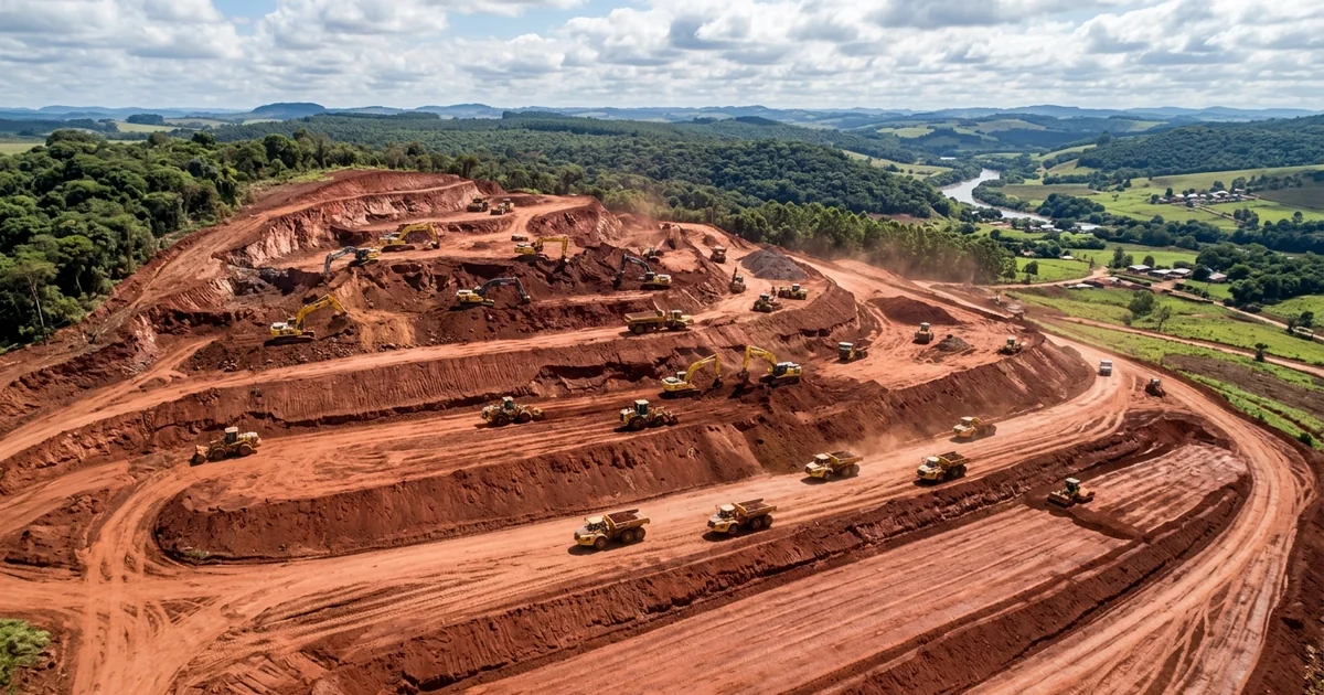 Retroescavadeira realizando terraplanagem em terreno residencial em Guararema-SP â€” prazo de 1 a 3 dias