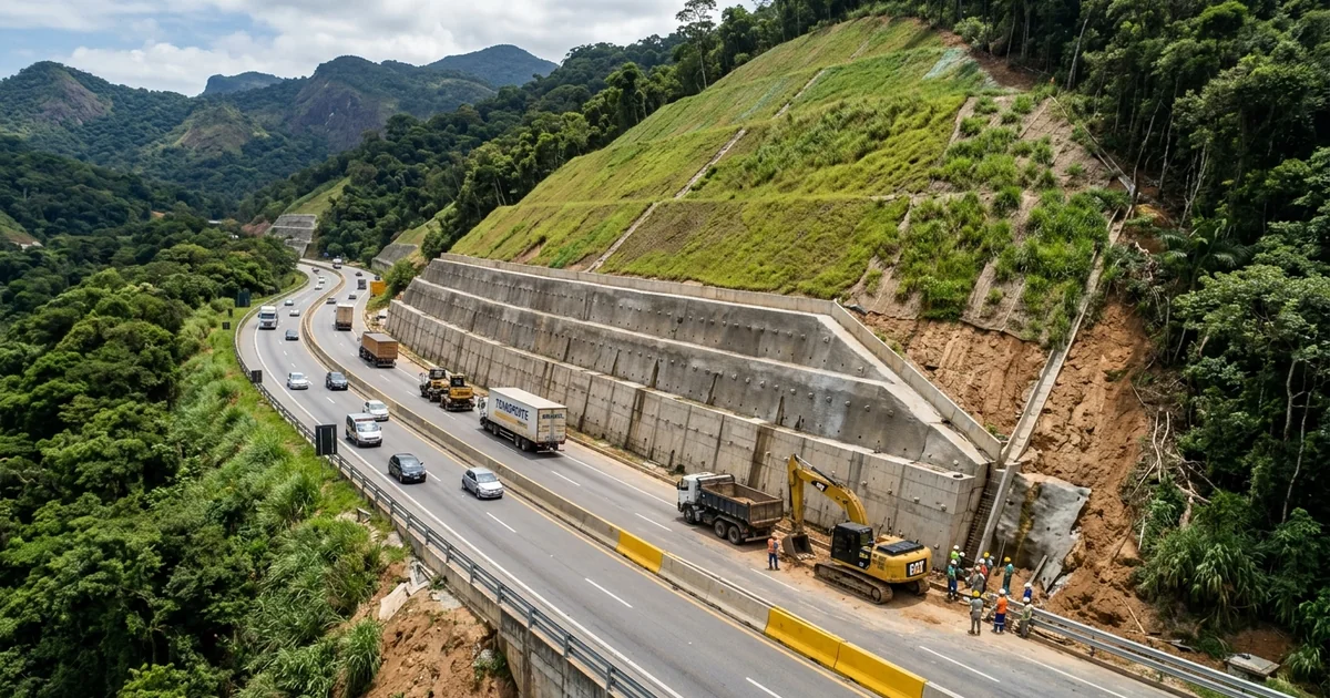 Talude de corte em obra de terraplanagem com inclinaÃ§Ã£o tÃ©cnica e proteÃ§Ã£o vegetal